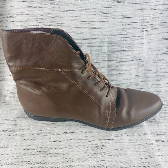 Vintage‎ Mixed Blues Brown Faux Leather Lace Up Ankle Booties Witchy Size 7 - Picture 1 of 6